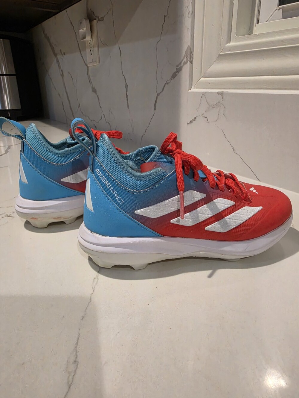 Adidas Adizero Impact Youth Baseball Cleats Size 3Y Red Blue Silver